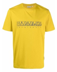 Мужская горчичная футболка с круглым вырезом с принтом от Napapijri