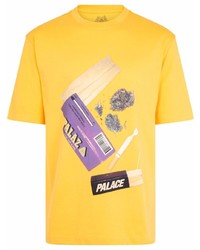 Мужская горчичная футболка с круглым вырезом с принтом от Palace