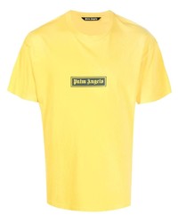 Мужская горчичная футболка с круглым вырезом с принтом от Palm Angels