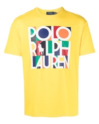 Мужская горчичная футболка с круглым вырезом с принтом от Polo Ralph Lauren