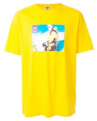 Мужская горчичная футболка с круглым вырезом с принтом от Supreme