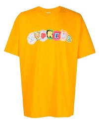 Мужская горчичная футболка с круглым вырезом с принтом от Supreme