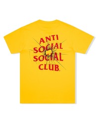 Мужская горчичная футболка с круглым вырезом с принтом от Anti Social Social Club