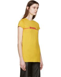 Женская горчичная футболка с круглым вырезом с принтом от Vetements