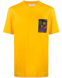 Мужская горчичная футболка с круглым вырезом с принтом от Z Zegna