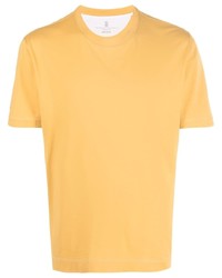 Мужская горчичная футболка с круглым вырезом от Brunello Cucinelli