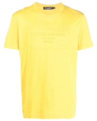 Мужская горчичная футболка с круглым вырезом от Dolce & Gabbana
