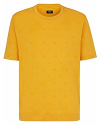 Мужская горчичная футболка с круглым вырезом от Fendi