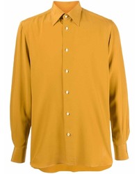 Мужская горчичная шелковая рубашка с длинным рукавом от Giuliva Heritage