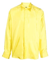 Мужская горчичная шелковая рубашка с длинным рукавом от MSGM