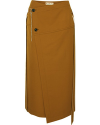 Горчичная шерстяная юбка-миди с украшением