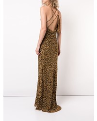 Горчичное вечернее платье с леопардовым принтом от Michelle Mason