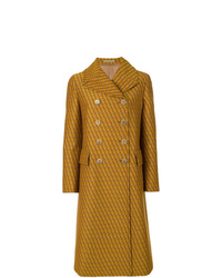 Женское горчичное пальто с принтом от Bottega Veneta