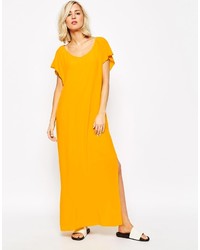 Горчичное платье-макси от Sisley