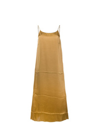 Горчичное сатиновое платье-комбинация от Uma Wang