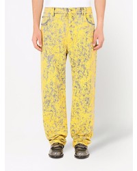 Мужские горчичные вареные джинсы от Dolce & Gabbana