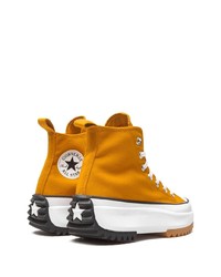 Мужские горчичные высокие кеды из плотной ткани от Converse