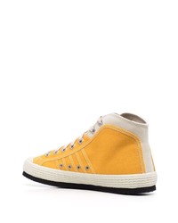 Мужские горчичные высокие кеды из плотной ткани от Diesel