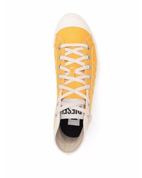 Мужские горчичные высокие кеды из плотной ткани от Diesel