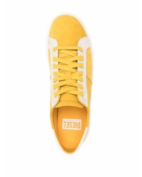 Мужские горчичные замшевые низкие кеды от Diesel