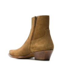 Мужские горчичные ковбойские сапоги от Saint Laurent