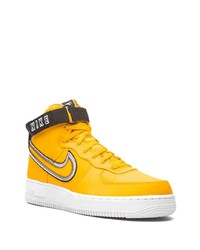 Мужские горчичные кожаные высокие кеды от Nike