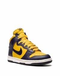 Мужские горчичные кожаные высокие кеды от Nike