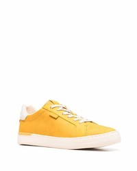 Мужские горчичные кожаные низкие кеды от Coach