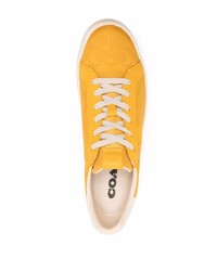 Мужские горчичные кожаные низкие кеды от Coach