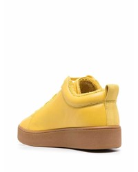 Мужские горчичные кожаные низкие кеды от Bottega Veneta