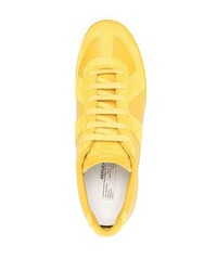 Мужские горчичные кожаные низкие кеды от Maison Margiela