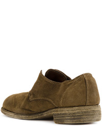 Горчичные кожаные туфли дерби от Guidi
