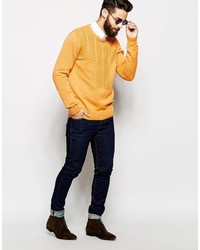 Мужской горчичный вязаный свитер от Asos