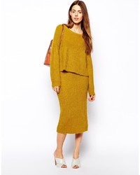 Женский горчичный вязаный свитер от Asos