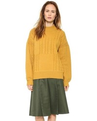 Женский горчичный вязаный свитер