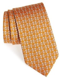 Горчичный галстук с принтом
