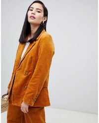 Женский горчичный двубортный пиджак от Monki