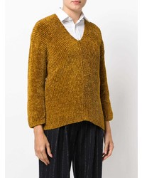 Женский горчичный свитер с v-образным вырезом от Forte Forte