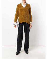 Женский горчичный свитер с v-образным вырезом от Forte Forte