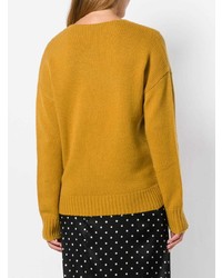 Женский горчичный свитер с v-образным вырезом от Theory