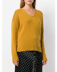 Женский горчичный свитер с v-образным вырезом от Theory
