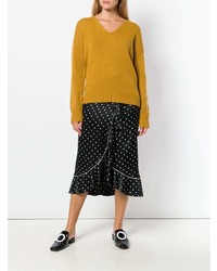 Женский горчичный свитер с v-образным вырезом от Theory