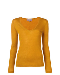Женский горчичный свитер с v-образным вырезом от N.Peal
