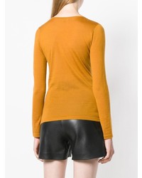 Женский горчичный свитер с v-образным вырезом от N.Peal