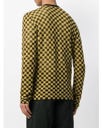Мужской горчичный свитер с круглым вырезом в клетку от Lanvin