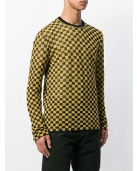 Мужской горчичный свитер с круглым вырезом в клетку от Lanvin