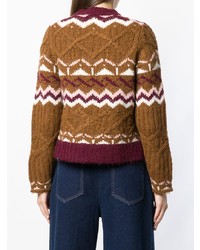 Женский горчичный свитер с круглым вырезом с принтом от See by Chloe