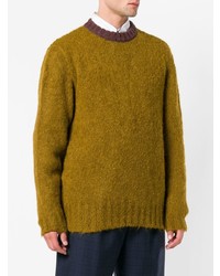 Мужской горчичный свитер с круглым вырезом от Marni