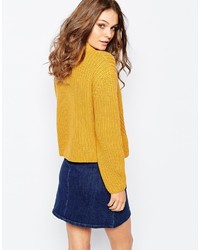 Женский горчичный свитер с круглым вырезом от Fashion Union