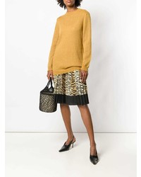 Женский горчичный свитер с круглым вырезом от RED Valentino